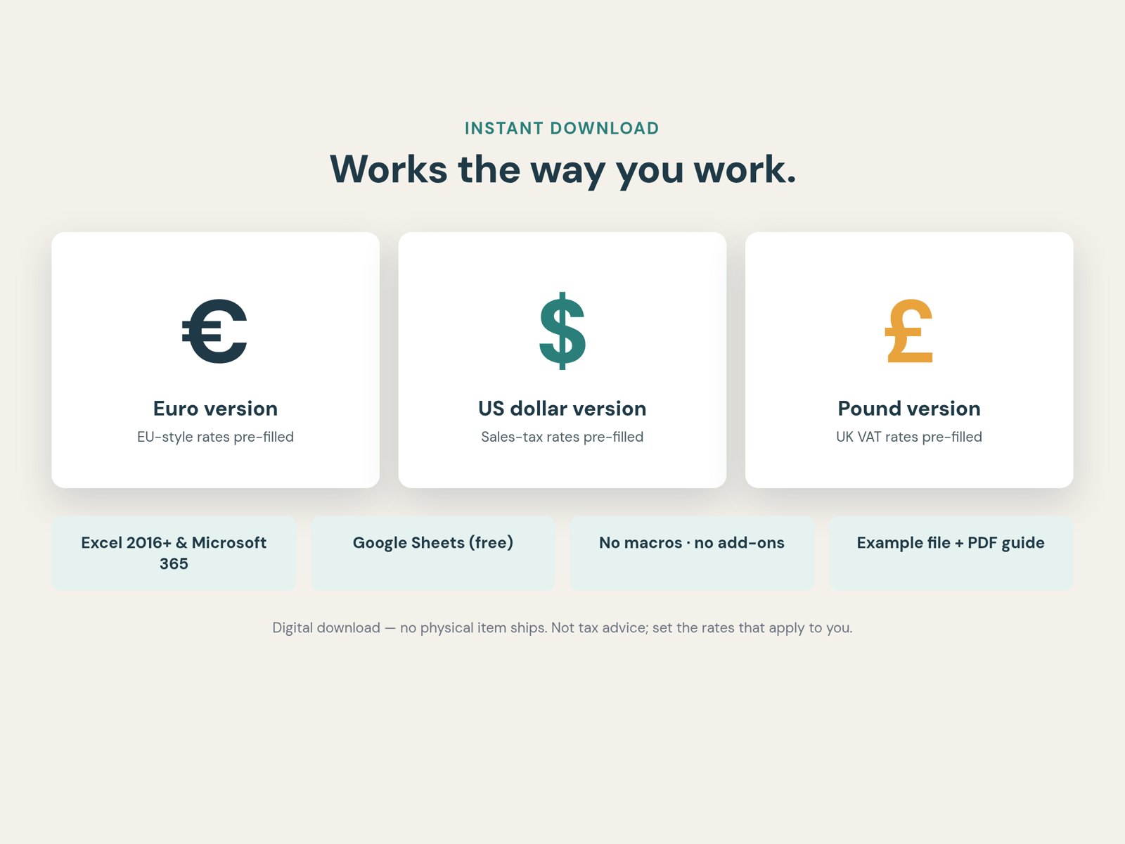 Euro, dollar and pound editions